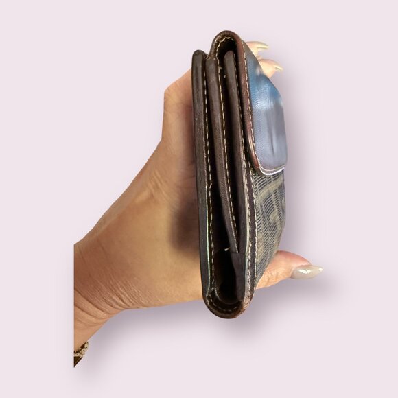 Vintage Fendi Zucca Canvas & Leather French Flap Wallet - Picture 4 of 8